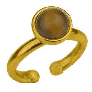Δαχτυλίδι Από Ορείχαλκο Επιχρυσωμένο Με Ημιπολύτιμο Λίθο Μάτι Τίγρη AA38558