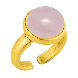 Δαχτυλίδι Από Ορείχαλκο Επιχρυσωμένο 24Κ Με Ημιπολύτιμο Λίθο Ροζ Χαλαζία AA38859