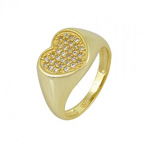 Δαχτυλίδι Chevalier Από Ασήμι 925 Επιχρυσωμένο Καρδιά SS38871