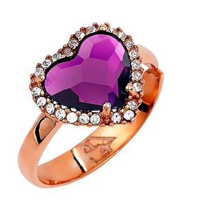 Δαχτυλίδι Από Ασήμι 925 Ροζ Επιχρυσωμένο Με Καρδιά Swarovski EX39621