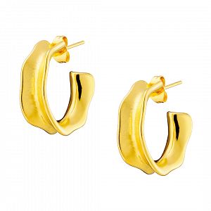 Σκουλαρίκια Κρίκοι Από Ατσάλι Επιχρυσωμένο 24Κ AS40096