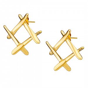 Σκουλαρίκια Από Ατσάλι Επιχρυσωμένο 24Κ AS40104