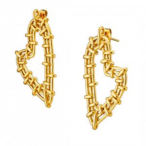 Σκουλαρίκια Από Ατσάλι Επιχρυσωμένο 24Κ Με Καρδιά AS40116