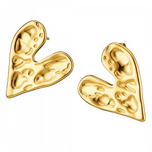 Σκουλαρίκια Από Ατσάλι Επιχρυσωμένο 24Κ Καρδιά AS40134