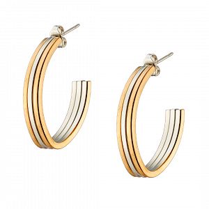 Σκουλαρίκια Κρίκοι Από Ατσάλι Και Ατσάλι Επιχρυσωμένο 24Κ AS40143