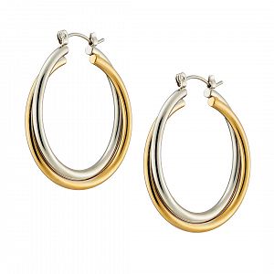 Σκουλαρίκια Κρίκοι Από Ατσάλι Και Ατσάλι Επιχρυσωμένο 24Κ AS40144