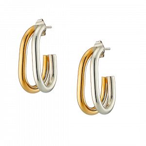 Σκουλαρίκια Κρίκοι Από Ατσάλι Και Ατσάλι Επιχρυσωμένο 24Κ AS40145