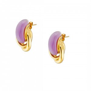 Σκουλαρίκια Από Ατσάλι Επιχρυσωμένο 24Κ AS40170