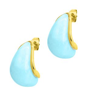 Σκουλαρίκια Marble Drops Γαλάζιο Από Ατσάλι Επιχρυσωμένο MI43446