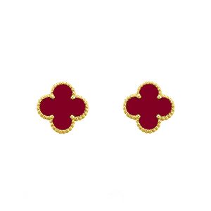 Σκουλαρίκια Λουλούδι Clover Κόκκινο από Ατσάλι Ε πιχρυσωμένο MI46035