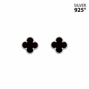 Σκουλαρίκια Λουλούδι Clover Small  με Όνυχα από Ασήμι 925 PS46065