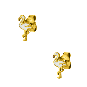 Σκουλαρίκια Από Ασήμι 925 Επιχρυσωμένο Φλαμίνγκο KO47505