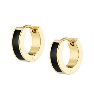 Σκουλαρίκια Κρίκοι Από Ατσάλι Επιχρυσωμένο 24Κ Μαύρα AS47861