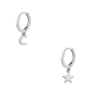 Σκουλαρίκια Κρίκοι Με Αστέρι Και Φεγγάρι Από Ορείχαλκο AA48004