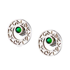 Σκουλαρίκια Από Ατσάλι Με Swarovski Πράσινο AS48611