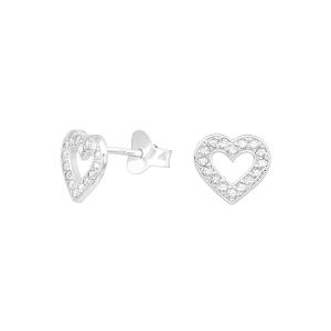 Σκουλαρίκια Από Ασήμι 925 Καρδιά Με Ζιργκόν PS48737