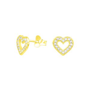 Σκουλαρίκια Από Ασήμι 925 Επιχρυσωμένο Καρδιά Με Ζιργκόν PS48738