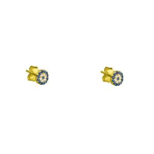 Σκουλαρίκια Από Ασήμι 925 Επιχρυσωμένο Ματάκι Στόχος Με Ζιργκόν PS48740