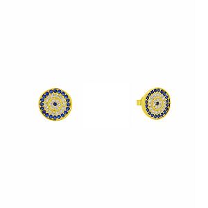 Σκουλαρίκια Από Ασήμι 925 Επιχρυσωμένο Ματάκι Στόχος Με Ζιργκόν PS48744