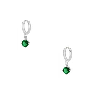 Σκουλαρίκια Κρίκοι Από Ατσάλι Με Μονόπετρο Ζιργκόν Πράσινο MI48938