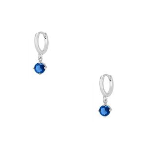 Σκουλαρίκια Κρίκοι Από Ατσάλι Με Μονόπετρο Ζιργκόν Μπλε MI48940