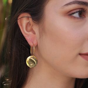 Σκουλαρίκια Από Ορείχαλκο Επιχρυσωμένο Με Δίσκο AA49707