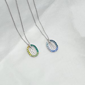 Κολιέ Από Ασήμι 925 Με Μονόγραμμα Και Swarovski Μπλε EX15342