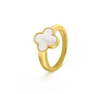 Δαχτυλίδι Λουλούδι Clover Small με Φίλντισι από Ασήμι 925 Επιχρυσωμένο SS36011