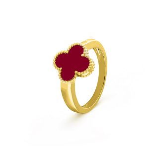Δαχτυλίδι Λουλούδι Clover Small με Καρνεόλη από Ασήμι 925 Επιχρυσωμένο SS36017