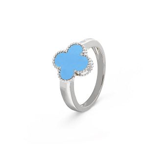 Δαχτυλίδι Λουλούδι Clover Small  με Τιρκουάζ από Ασήμι 925 SS36018