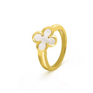 Δαχτυλίδι Λουλούδι Clover Shiny με Φίλντισι από Ασήμι 925 Επιχρυσωμένο SS36021