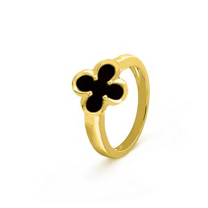 Δαχτυλίδι Λουλούδι Clover Shiny με Όνυχα από Ασήμι 925 Επιχρυσωμένο SS36023