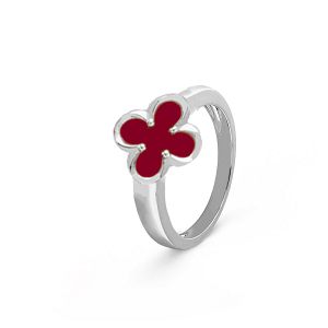 Δαχτυλίδι Λουλούδι Clover Shiny  με Καρνεόλη από Ασήμι 925 SS36026