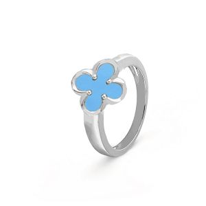 Δαχτυλίδι Λουλούδι Clover Shiny  με Τιρκουάζ από Ασήμι 925 SS36028