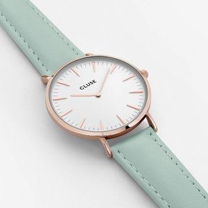 CLUSE La Boheme Rose Gold White/Pastel Mint Leather Strap CW0101201015