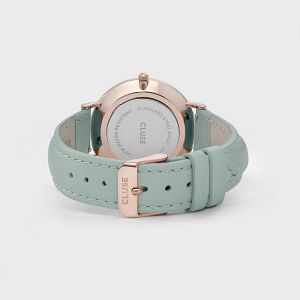 CLUSE La Boheme Rose Gold White/Pastel Mint Leather Strap CW0101201015