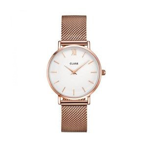 CLUSE Minuit Mesh Rose Gold/White Stainless Steel Strap CW0101203001