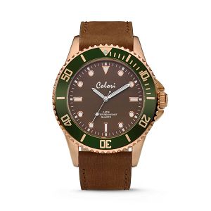 COLORI Rose Gold Brown Leather Strap COL351