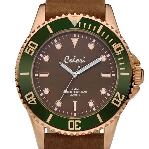 COLORI Rose Gold Brown Leather Strap COL351