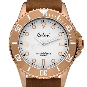 COLORI Rose Gold Brown Leather Strap COL354