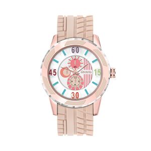 DECERTO Lollipop Ladies Rose Gold Alloy Brown Rubber Strap 3060-1