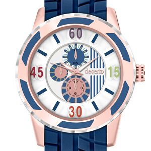 DECERTO Lollipop Ladies Rose Gold Alloy Blue Rubber Strap 3060-3