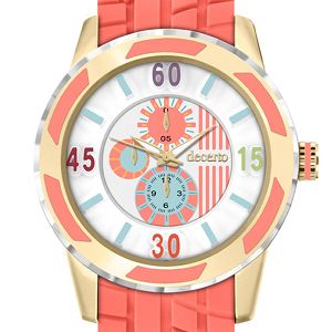 DECERTO Lollipop Ladies Gold Alloy Orange Rubber Strap 3060-5