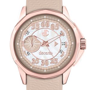 DECERTO Lovish Ladies Rose Gold Alloy Brown Rubber Strap 4507-2