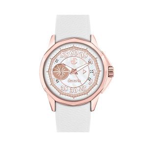 DECERTO Lovish Ladies Rose Gold Alloy White Rubber Strap 4507-4