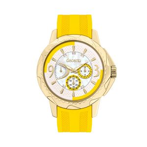 DECERTO Candy Ladies Gold Alloy Yellow Rubber Strap 9393-4