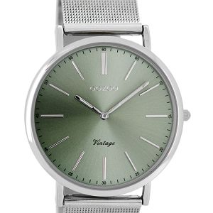 OOZOO Timepieces Vintage Silver Metal Strap C8156