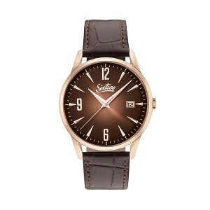 SIXTIES Rose Gold Brown Leather Strap RGL-05-5