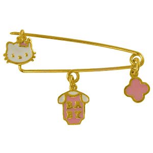 Παραμάνα Από Ασήμι 925 Επιχρυσωμένο Hello Kitty Με Σταυρό KO70515
