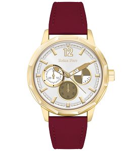 REINA FERE Amphitrite Gold Red Leather Strap 8826-204